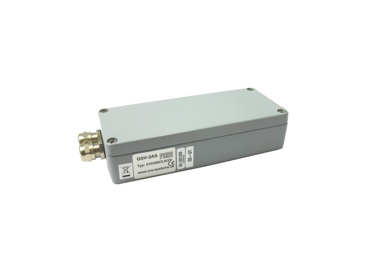 Messverstärker im Aluminium Gehäuse (IP66) für Sensoren mit Dehnungsmessstreifen. Serielle Schnittstelle RS232, RS422, Analogausgang -5V...+5V, Grenzfrequenz 250Hz, Eingangsempfindlichkeit 2mV/V