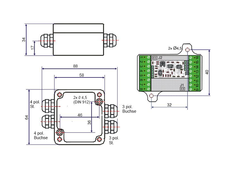 Messverstärker mit CAN Bus Schnittstelle im Aluminium Gehäuse (IP66)  für Sensoren mit Dehnungsmessstreifen. Grenzfrequenz 1250Hz, Eingangsempfindlichkeit 2 mV/V
