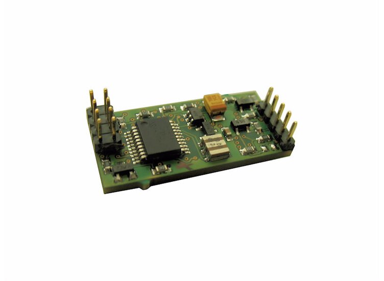 Miniatur Messverstärker als Leiterplatte für Sensoren mit Dehnungsmessstreifen. Grenzfrequenz 1220Hz, Eingangsempfindlichkeit 2 mV/V.