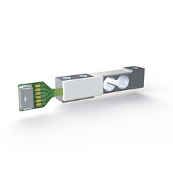 Doppelbiegebalken Kraftsensor mit Messbereich von 5N bis 500N mit Genauigkeitsklasse 0,1 in den  Abmessungen von 60mm x 10mm x 14mm. Kraftsensor made in Germany jetzt direkt  beim Hersteller bestellen!