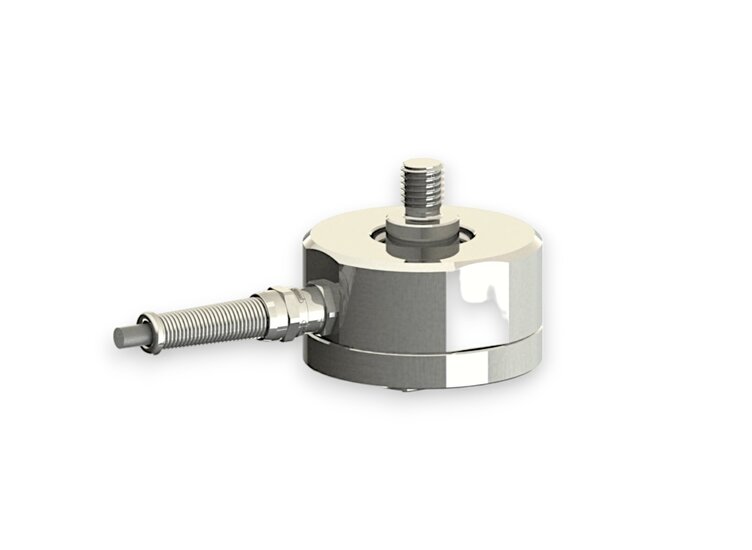 Kraftsensor für Zugkraft und Druckkraft mit den Messbereichen 2 kN ... 10 kN, Abmessungen ø65mm x 35mm, 3m Anschlusskabel / M12 Rundsteckverbinder