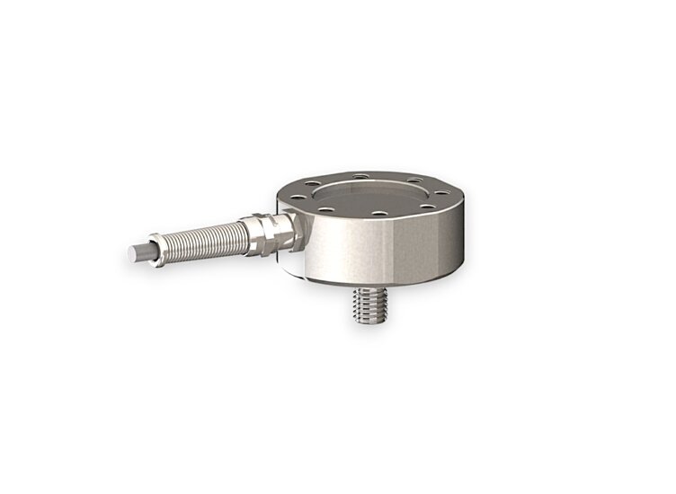 Kraftsensor für Zugkraft und Druckkraft mit den Messbereichen 2 kN ... 10 kN, Abmessungen ø65mm x 35mm, 3m Anschlusskabel / M12 Rundsteckverbinder