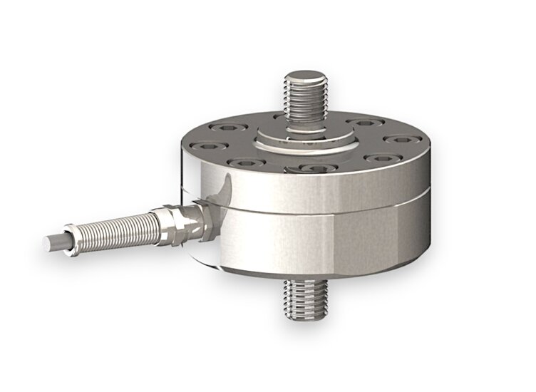 Kraftsensor für Zugkraft und Druckkraft mit den Messbereichen 10 kN ... 50 kN, Abmessungen ø90mm x 50mm, 3m Anschlusskabel / M12 Rundsteckverbinder
