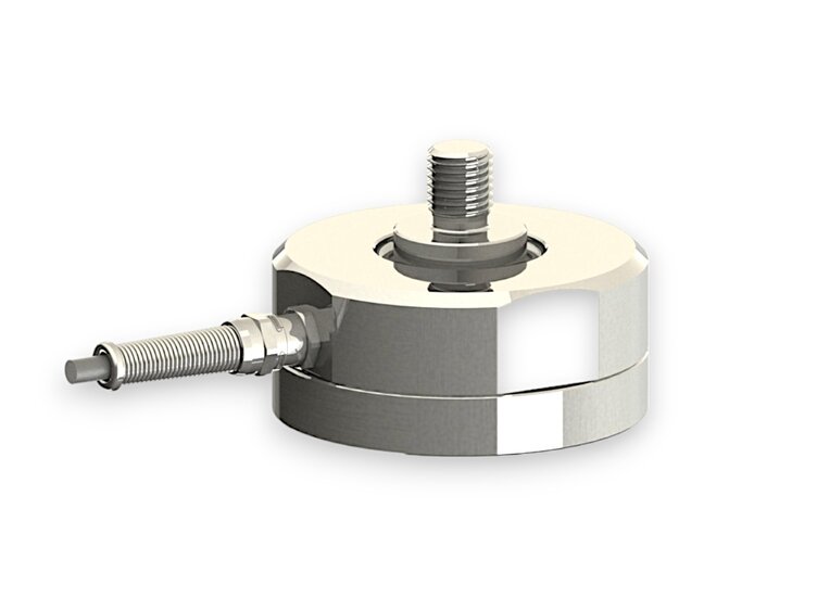 Kraftsensor für Zugkraft und Druckkraft mit den Messbereichen 10 kN ... 50 kN, Abmessungen ø90mm x 50mm, 3m Anschlusskabel / M12 Rundsteckverbinder