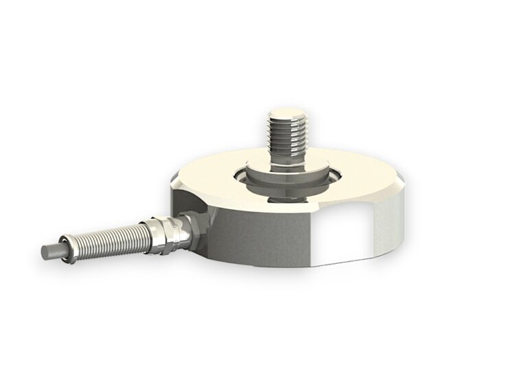 Kraftsensor für Zugkraft und Druckkraft mit den Messbereichen 10 kN ... 50 k, Abmessungen ø90mm x 50mm, 3m Anschlusskabel / M12 Rundsteckverbinder