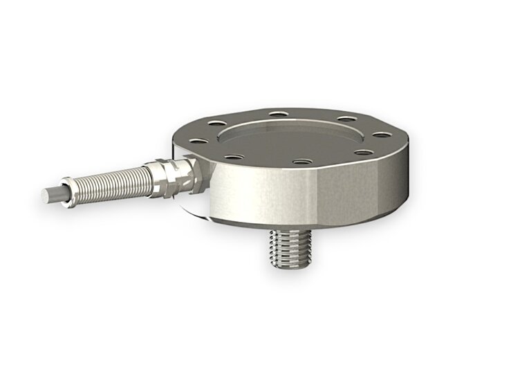 Kraftsensor für Zugkraft und Druckkraft mit den Messbereichen 10 kN ... 50 k, Abmessungen ø90mm x 50mm, 3m Anschlusskabel / M12 Rundsteckverbinder