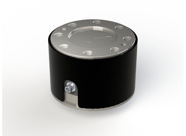 3-axis force sensor in a cylindrical design with a diameter of 225mm for measuring the force in 3 directions in space. Measuring ranges 150kN to 300kN for the radial force Fx, Fy and 400kN to 1MN for the axial force Fz.