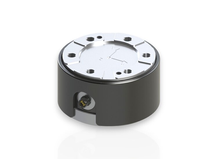 6-Achsen Kraft-Momenten-Sensor mit Messbereich von 4kN/250Nm, 10kN/750Nm in den Abmessungen von Ø 110mm x 60mm. 6D Kraftsensor made in Germany jetzt direkt beim Hersteller bestellen!