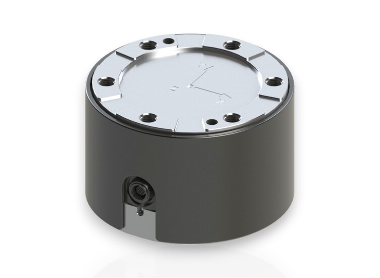 6-Achsen Kraft- Momentensensor mit Messbereich von 10kN/1kNm bis 50kN/5kNm in den Abmessungen von Ø175mm x 110mm. 6D Kraftsensor made in Germany jetzt direkt beim Hersteller bestellen!