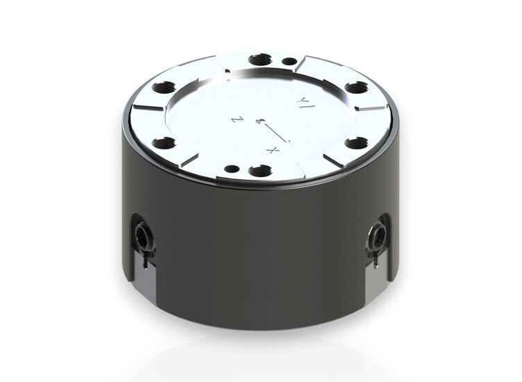 6-Achsen Kraft- Momentensensor mit Messbereich von 10kN/1kNm bis 50kN/5kNm in den Abmessungen von Ø175mm x 110mm. 6D Kraftsensor made in Germany jetzt direkt beim Hersteller bestellen!