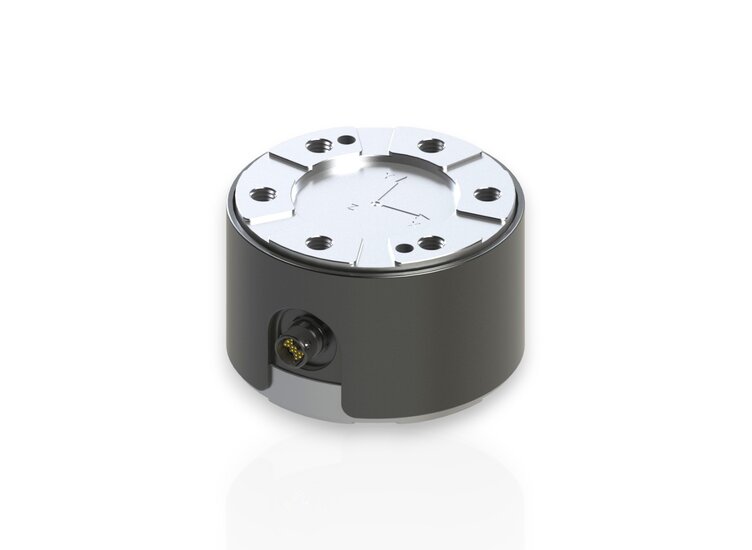 6-Achsen Kraft- Momentensensor mit Messbereich von 1kN/50Nm bis 5kN/250Nm in den Abmessungen von Ø80mm x 50mm. 6D Kraftsensor made in Germany jetzt direkt beim Hersteller bestellen!